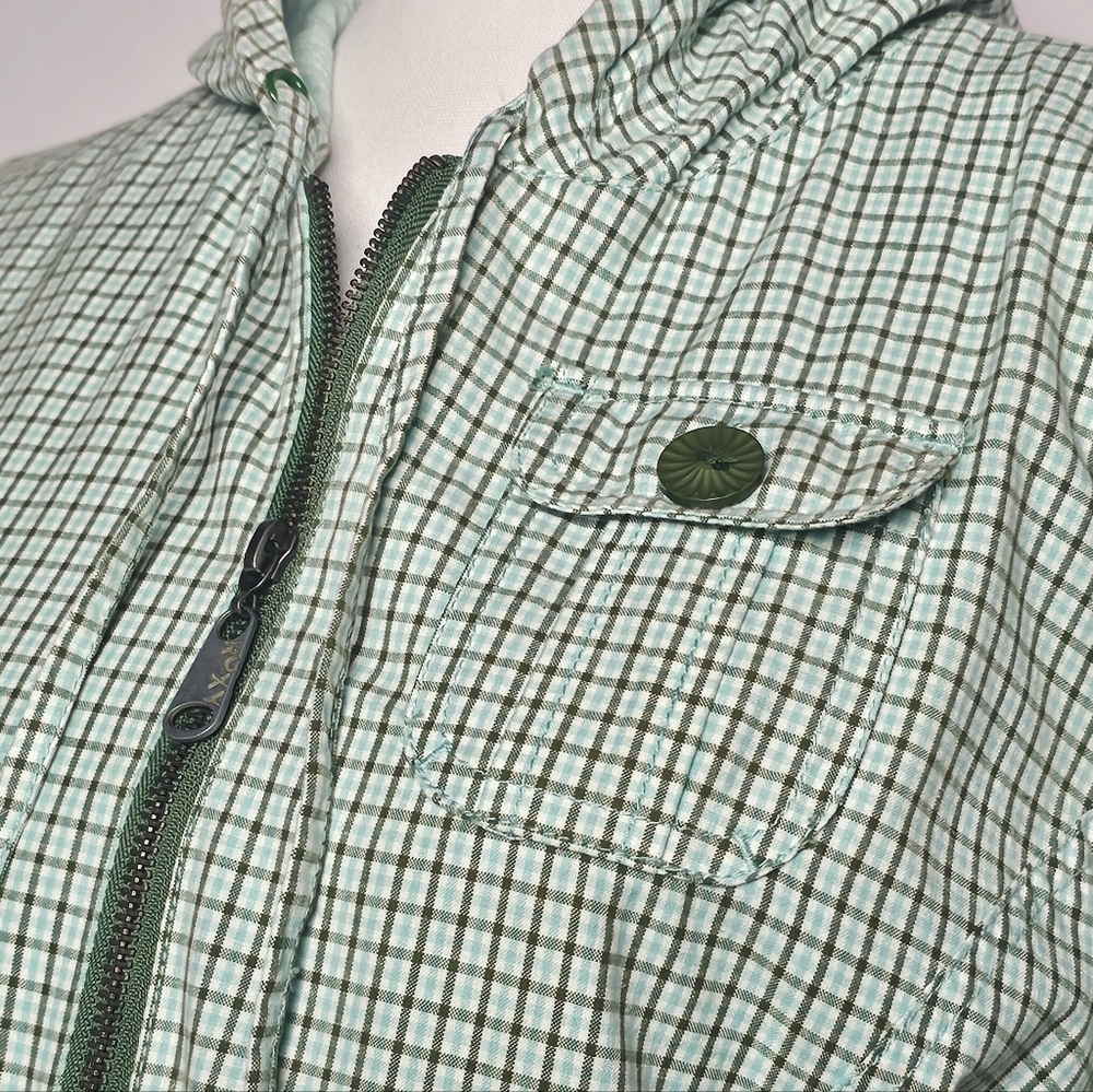 Roxy Green Checkered Jacket With Adjustable Waist… - image 5